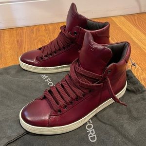 Tom Ford Burgundy High-Top Sneakers